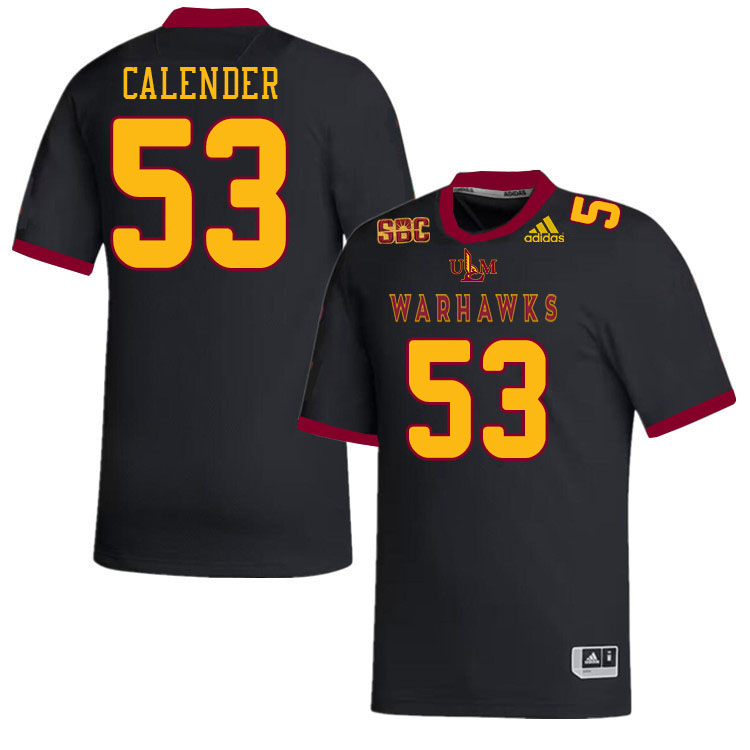 #53 Jaeden Calender Louisiana-Monroe Warhawks College Football Jerseys Stitched-Black